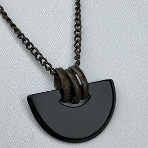 Lunar phase black necklace with vintage metals EUC